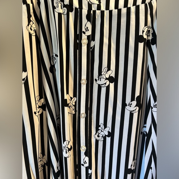 Disney Mickey & Minnie Black & White Stripe Challis Midi Skirt (Plus Size/NWT) - Picture 3 of 7